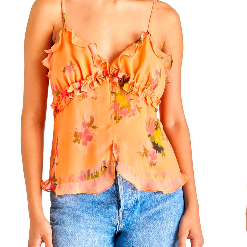 Floral Ruffle Chiffon Cami